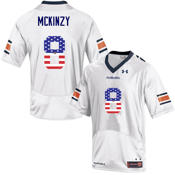 Men's Auburn Tigers #8 Cassanova McKinzy USA Flag Fashion White College Stitched Football Jersey